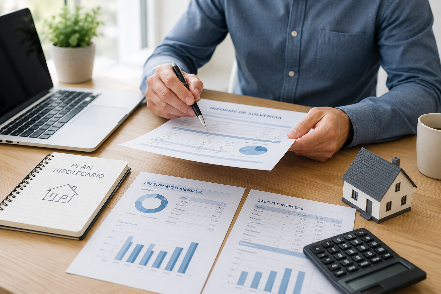 Persona revisando documentación financiera antes de solicitar una hipoteca